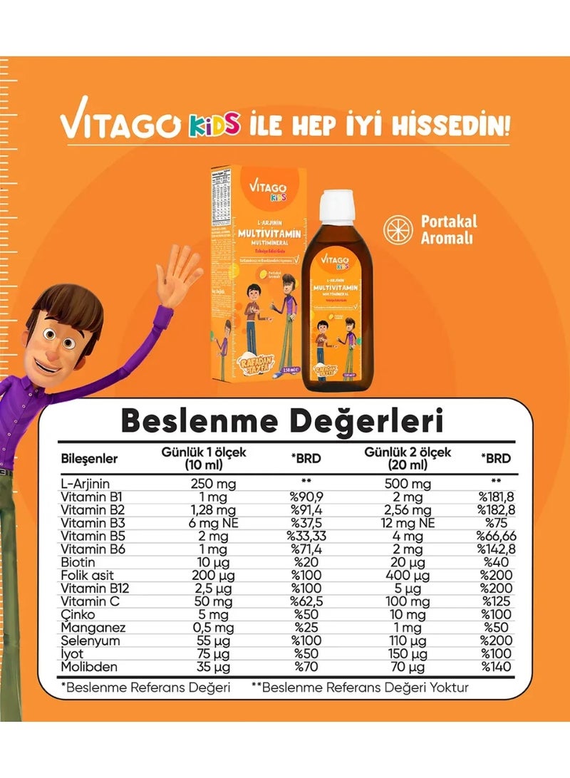 VITAGO Kids L-Arginine Growth Syrup to Increase Height and Multivitamin for Boys - 150ml - Image 3